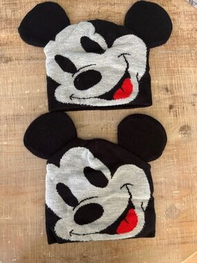 Disney Kids Black and Red Mickey Mouse Ear Knit Beanie $20 for both